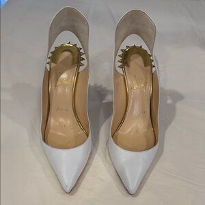 Christian Louboutin White Heels with Gold Accents